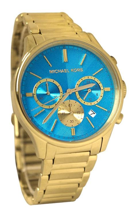 michael kors women's gold watch with blue face